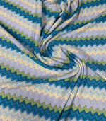 Blue-white zigzag pattern woven mesh fabric for crafting and upholstery projects