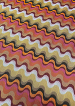 retro wavy mesh fabric with colorful wave pattern for fashion and craft projects