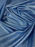 Sky blue glitter lurex fabric with shimmering glitter and 4-way stretch spandex blend