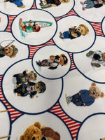 Teddy Design Upholstery Fabric with playful bear illustrations on soft durable polyester textile for home decor projects