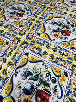 Big Mojalica Design Linen Fabric with intricate floral and ornamental patterns in vibrant colors for stylish home decor