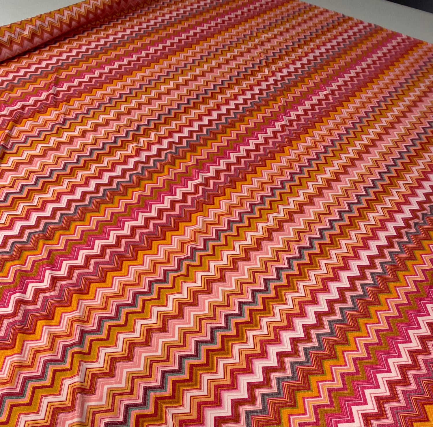 Multicolour Zigzag Spandex Fabric by the Metre