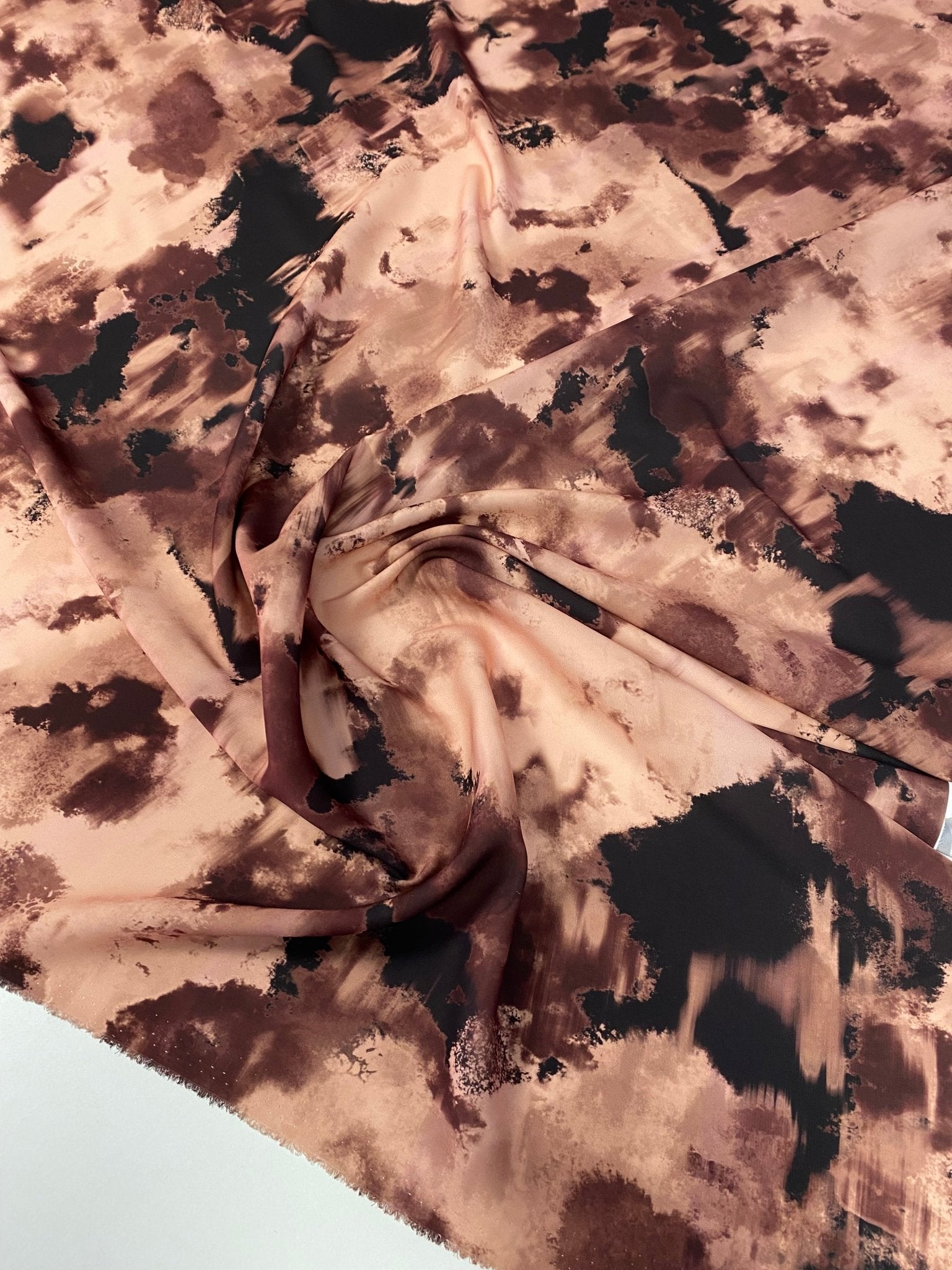 Abstract Brown & Black Crepe Fabric by the Metre – Dress Material - Whotex Online Fabric Store