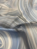 Abstract swirl pattern fabric in neutral tones with modern brushstroke design and 150cm width