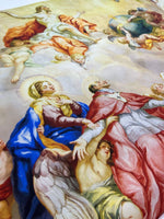 Angel Dome Pattern Fabric featuring detailed Charless Church print with angels and religious figures in vibrant colors on high-quality material