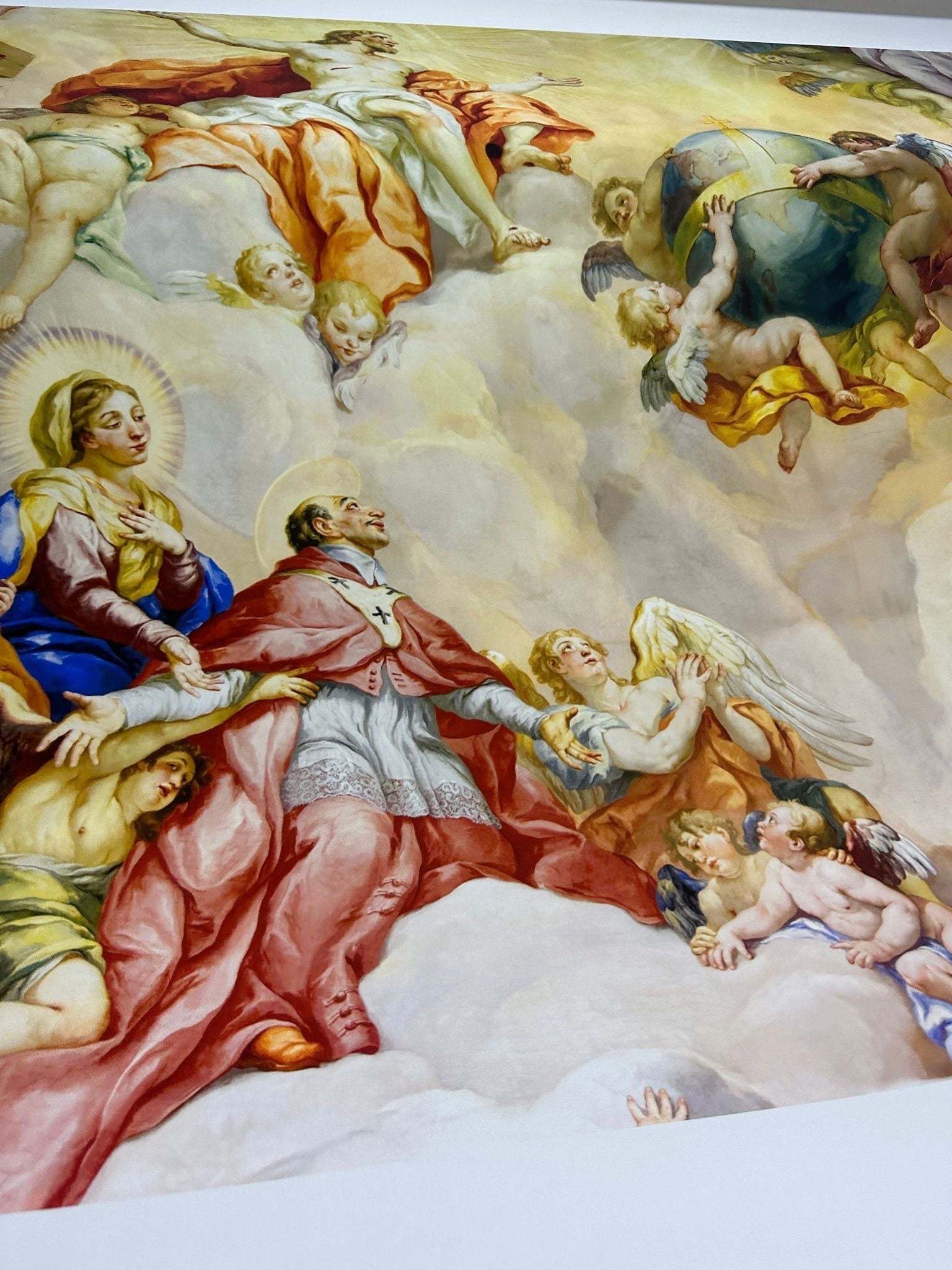 Angel Dome Pattern Fabric featuring Charless Church Print with angelic and religious motifs on durable material