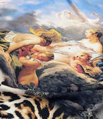 Angel Leopard Print Fabric featuring stylish leopard pattern and artistic angel design for upholstery and crafts, 150cm wide