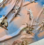 Sky blue fabric with angel print and cloud pattern for crafting and home décor projects