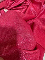 Fuchsia glitter Lurex fabric with 4-way stretch and shimmering texture for sportswear and costumes