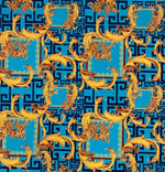 Baroque Blue & Gold Fabric – Ornate Italian Style Print by the Metre - Whotex Fabrics London