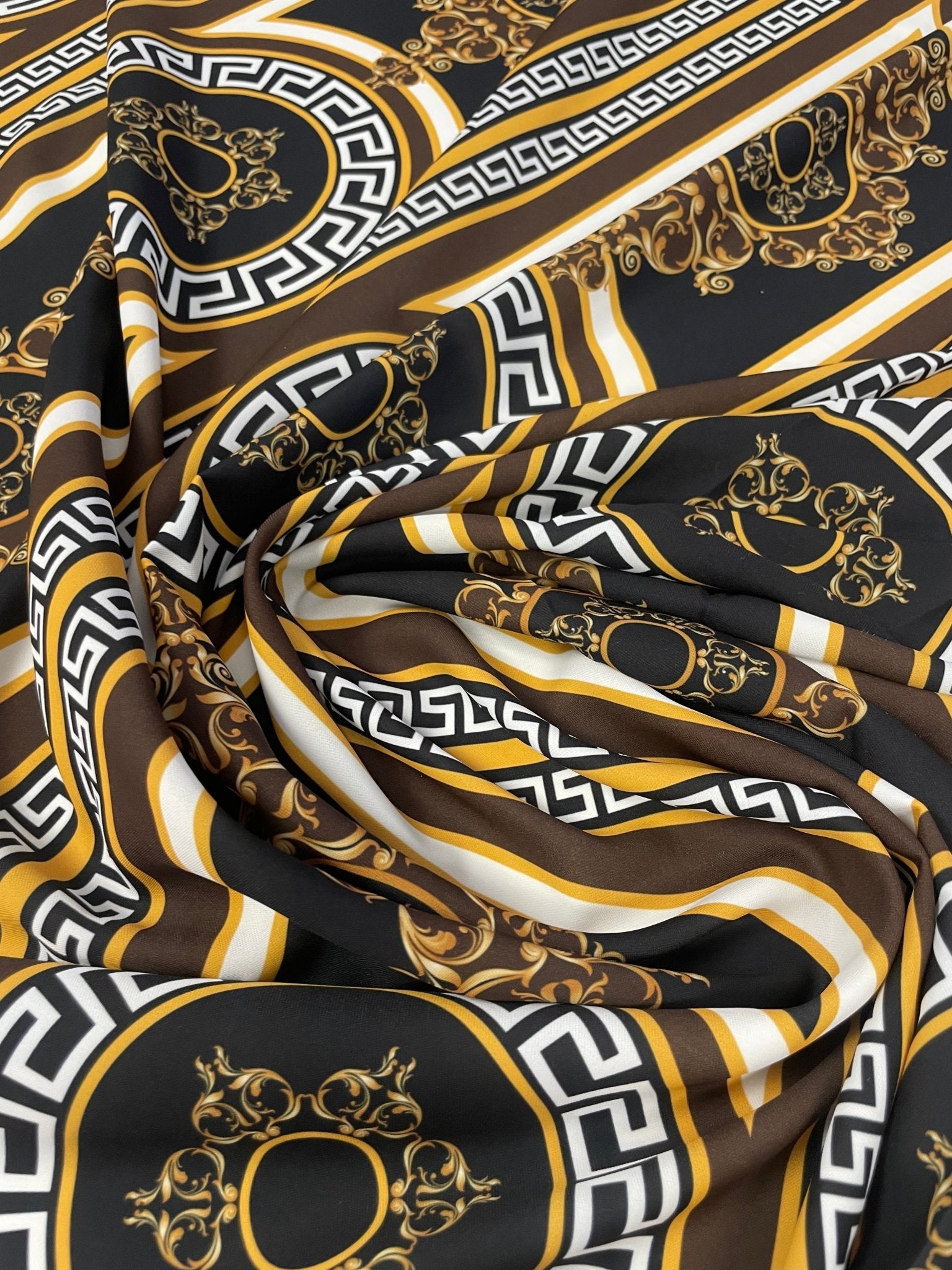 Baroque Gold & Black Crepe Fabric by the Metre – Luxury Dressmaking - Whotex Online Fabric Store