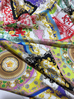 multicolor baroque pattern fabric with intricate designs and vibrant colors for upholstery clothing and crafts