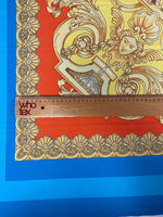 Baroque Pattern Fabric with Orange Border and Gold Accents – Multiple Fabric Options, Sold by Metre - Whotex Fabrics London