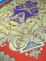 Baroque Pattern Fabric with Orange Border and Gold Accents – Multiple Fabric Options, Sold by Metre - Whotex Fabrics London