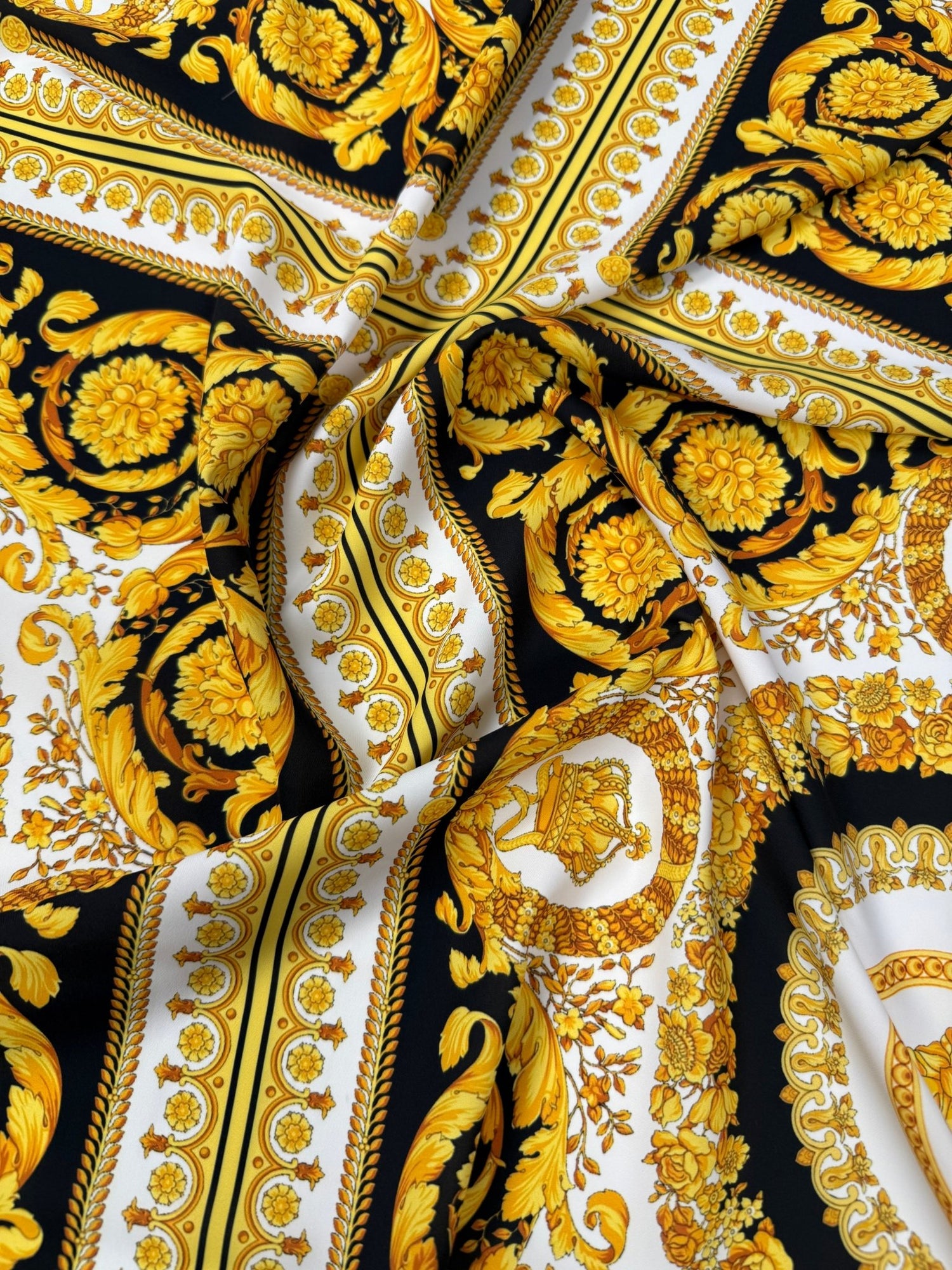 Baroque Printed Crepe Fabric by the Metre - Whotex Fabrics London