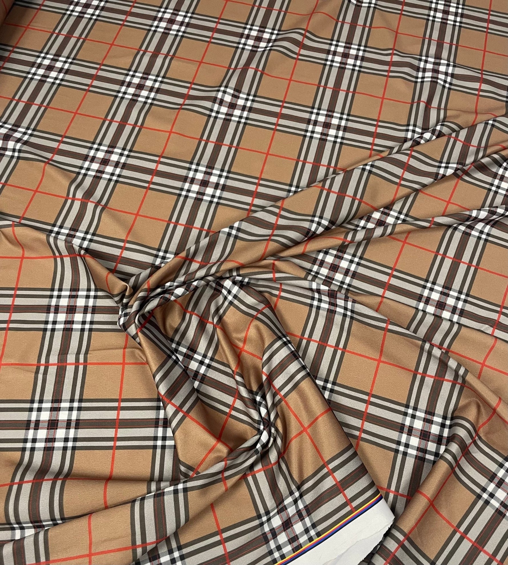 Beige Tartan Plaid Fabric by the Metre - Whotex Fabrics London