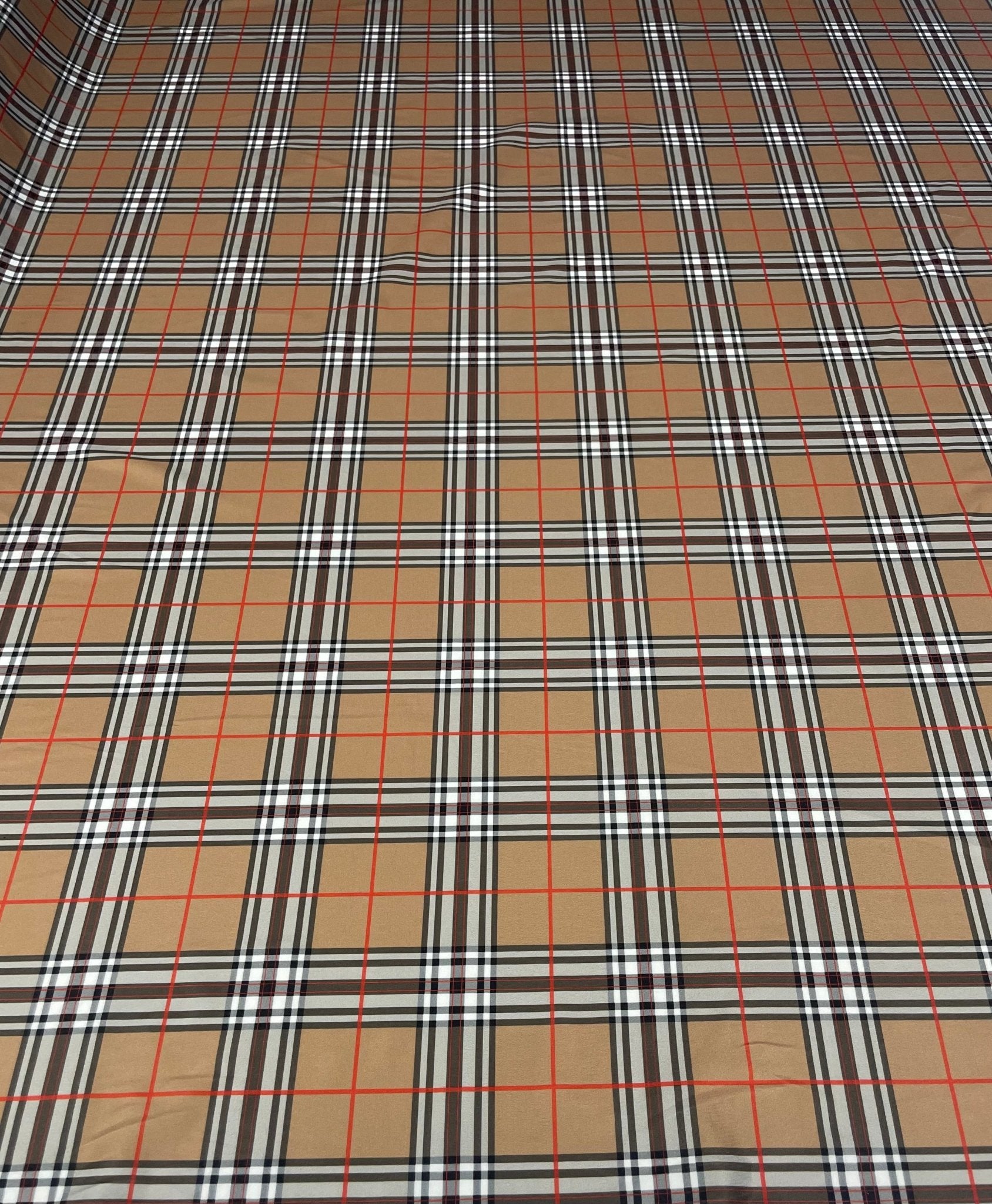 Beige Tartan Plaid Fabric by the Metre - Whotex Fabrics London