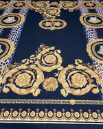Black Baroque Gold Crepe Fabric by the Metre - Whotex Fabrics London