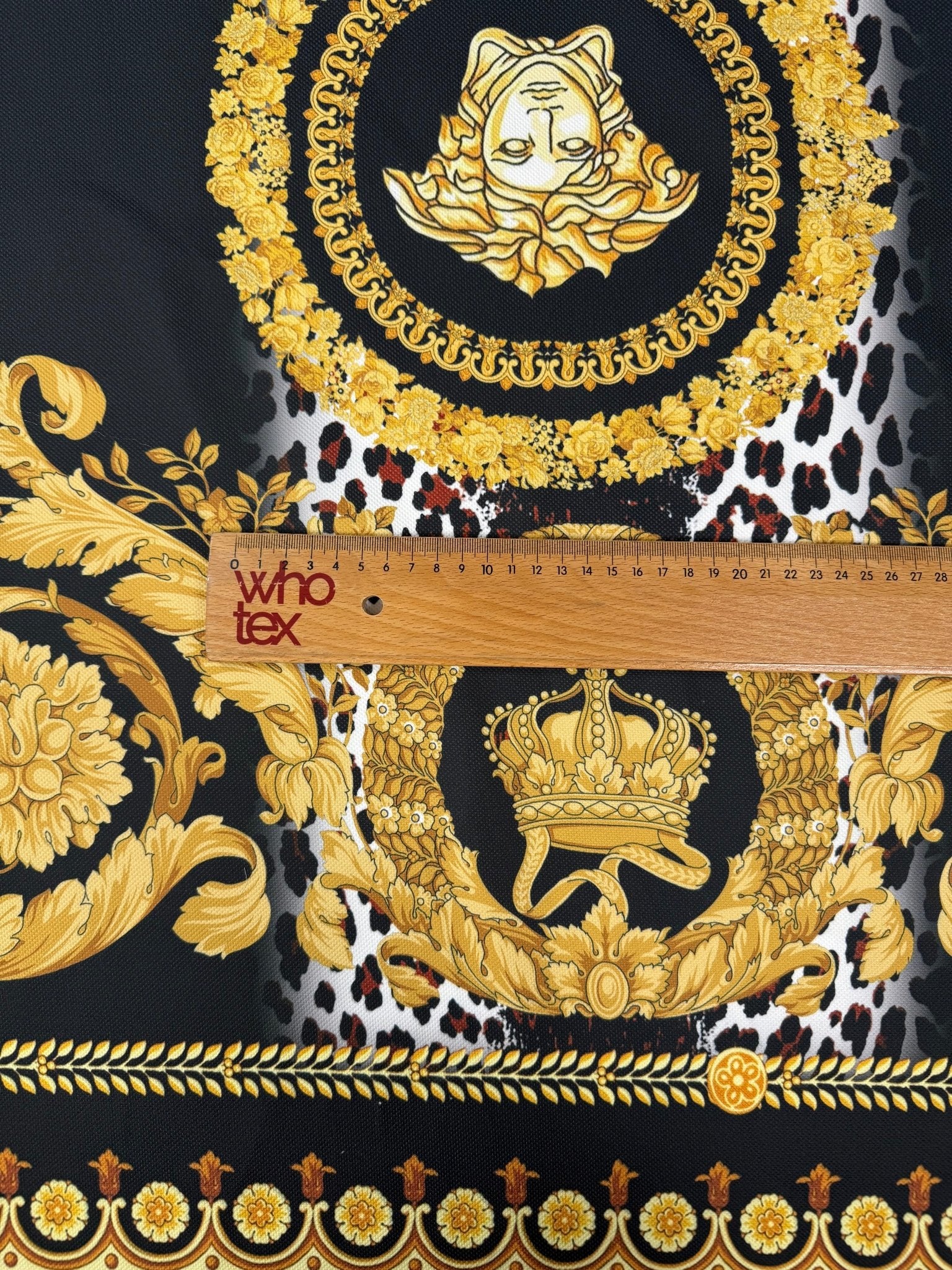 Black Gold Baroque Upholstery Fabric by the Metre - Whotex Fabrics London