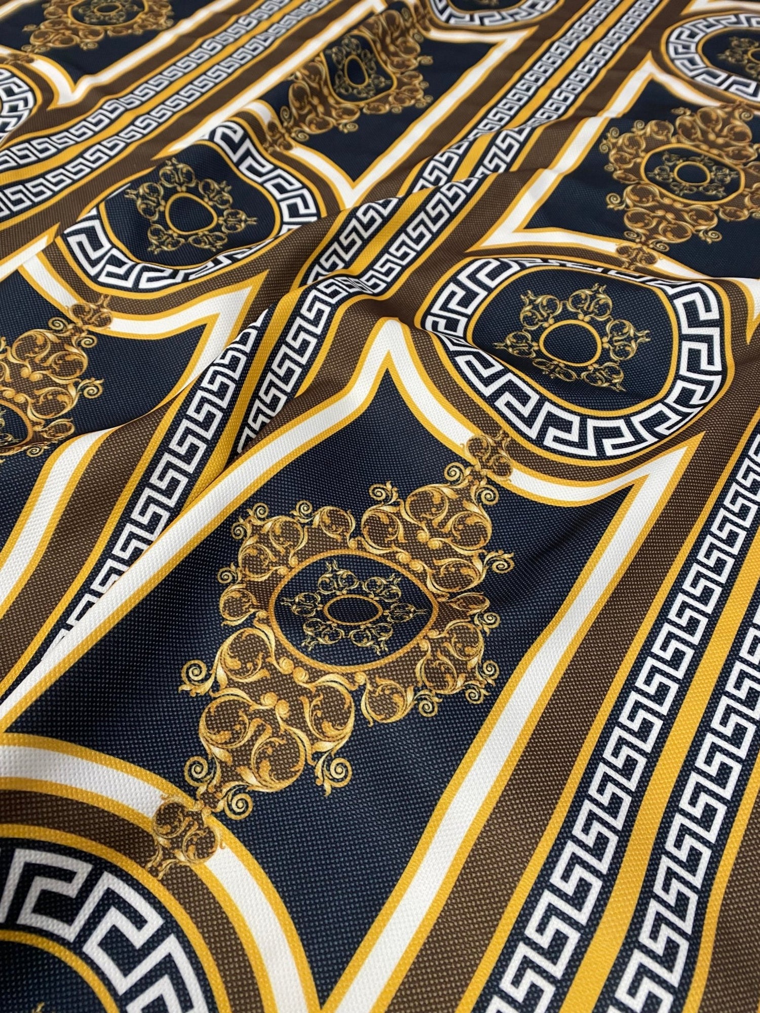 Black & Gold Upholstery Fabric – Baroque Pattern by the Metre - Whotex Fabrics London