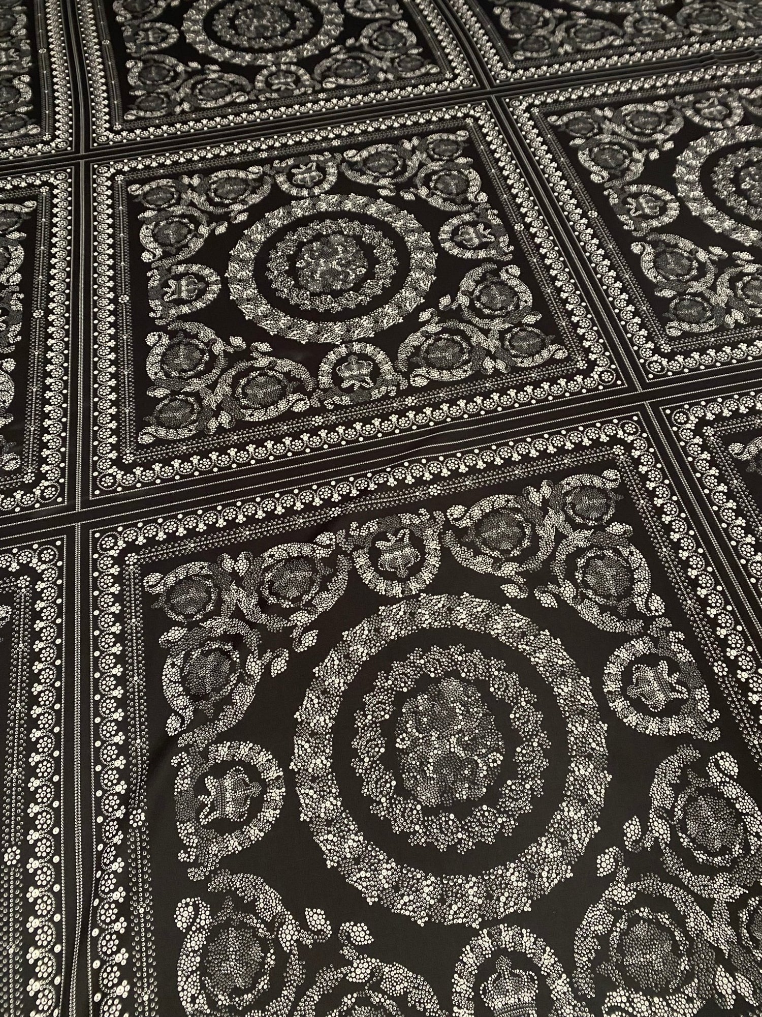 Black & Silver Baroque Crepe Fabric by the Metre – Luxury - Whotex Online Fabric Store