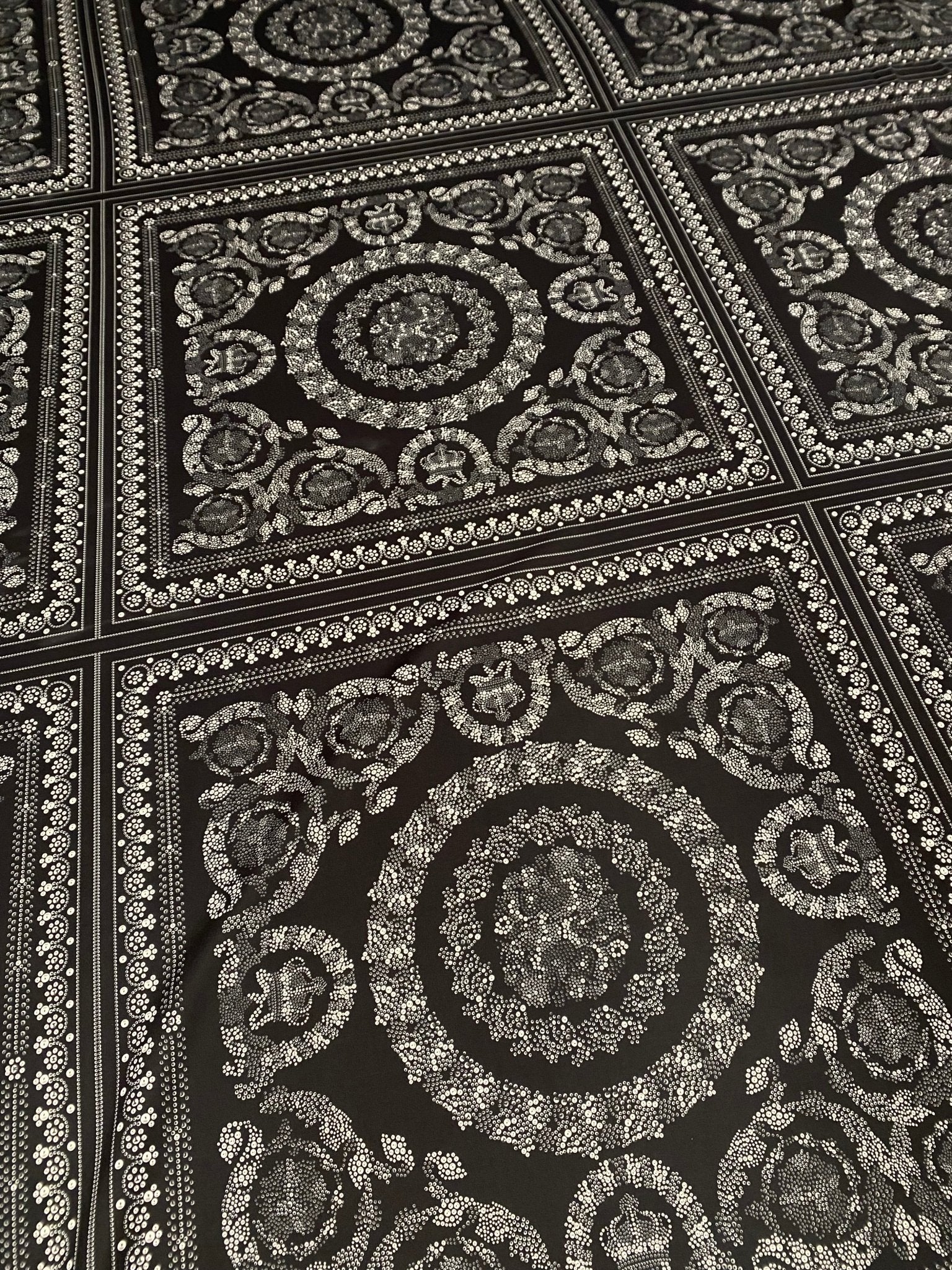 Black & Silver Baroque Crepe Fabric by the Metre – Luxury - Whotex Online Fabric Store