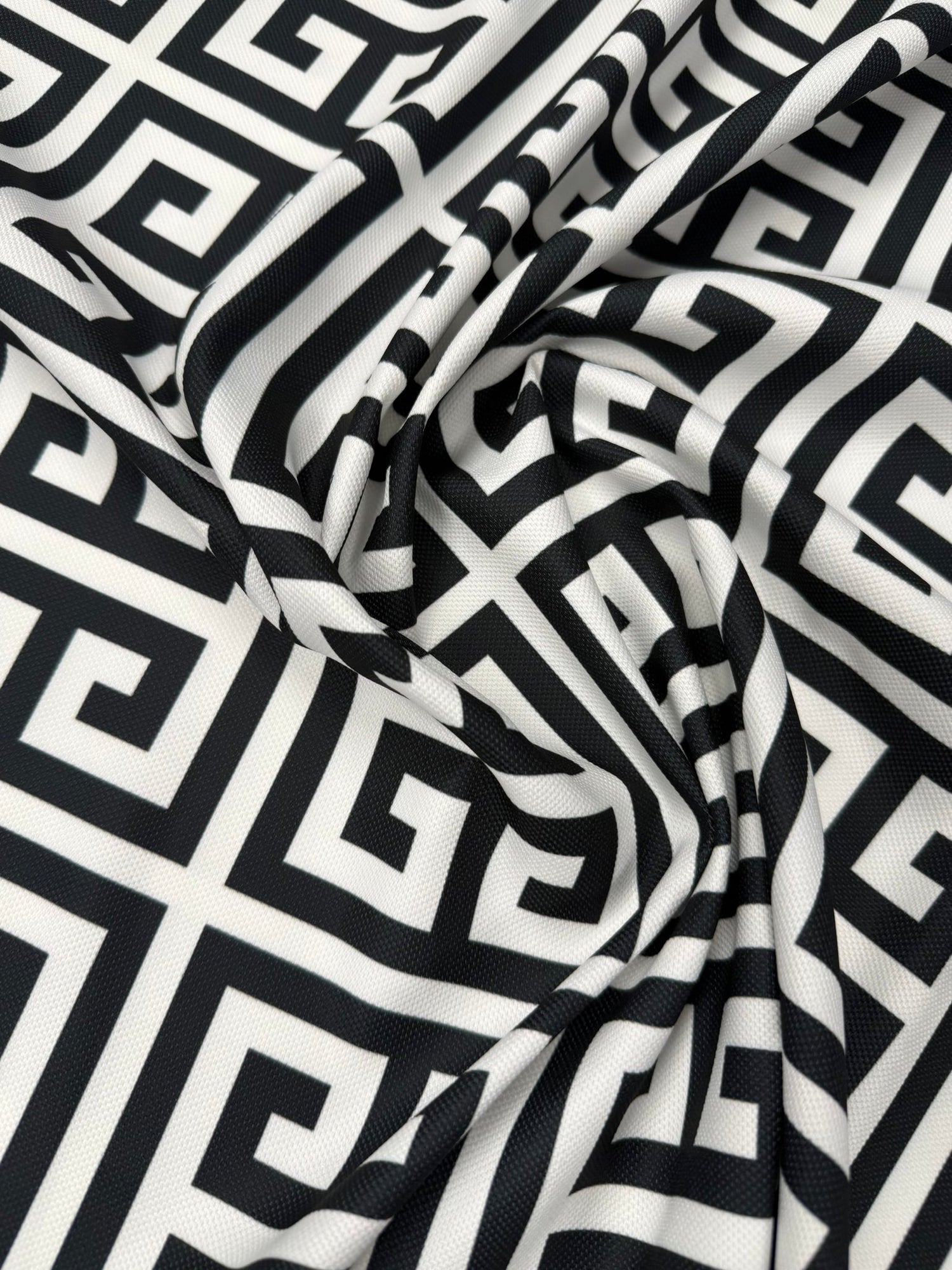 Black White Geometric Upholstery Fabric by the Metre - Whotex Fabrics London