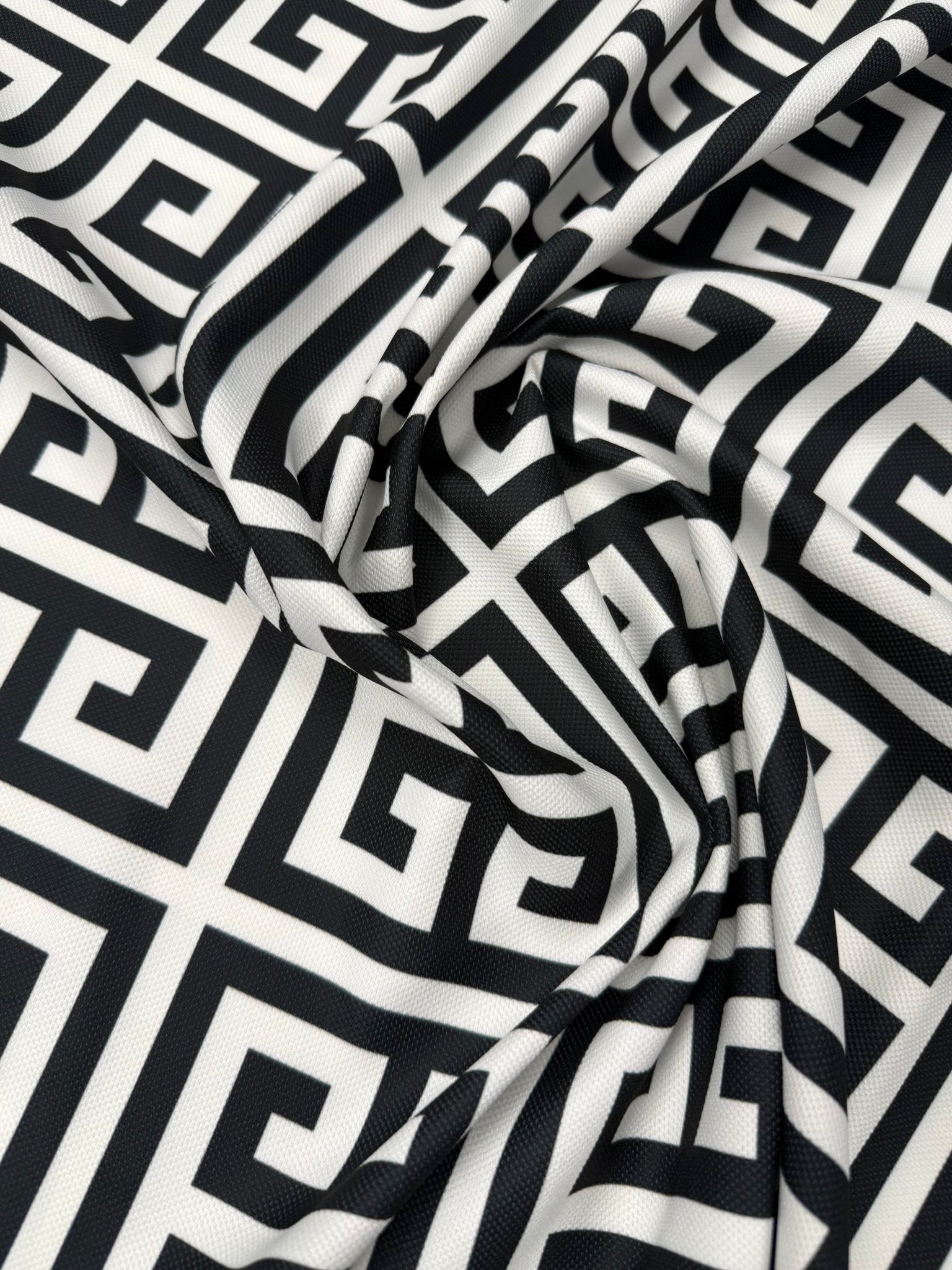 Black White Geometric Upholstery Fabric by the Metre - Whotex Fabrics London