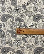 Black & White Paisley Fabric – Classic Boho Pattern by the Metre - Whotex Fabrics London