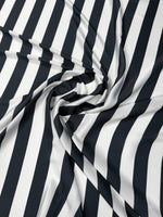 Black White Stripe Satin Fabric by the Metre - Whotex Fabrics London