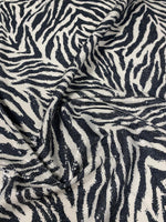 Black & White Zebra Sequin Fabric by the Metre - Whotex Fabrics London