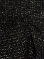 Black Wool Tweed Fabric – Glitter Checked Suiting Material - Whotex Fabrics London