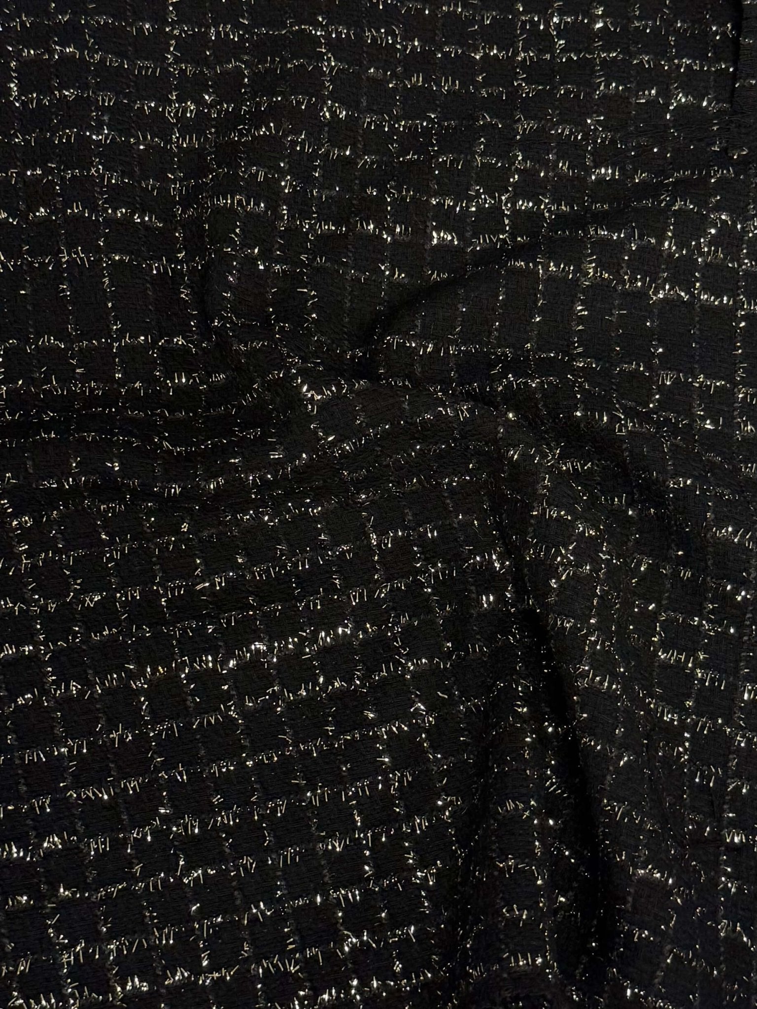 Black Wool Tweed Fabric – Glitter Checked Suiting Material - Whotex Fabrics London