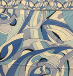 Blue Abstract Fabric – Retro Geometric Wave Print by the Metre - Whotex Fabrics London