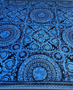 Blue Baroque Floral Fabric by the Metre - Whotex Fabrics London