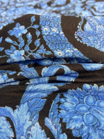 Blue Baroque Floral Fabric by the Metre - Whotex Fabrics London