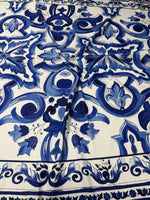 Blue Baroque Upholstery Fabric by the Metre - Whotex Fabrics London