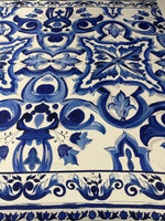 Blue Floral Satin Fabric by the Metre - Whotex Fabrics London