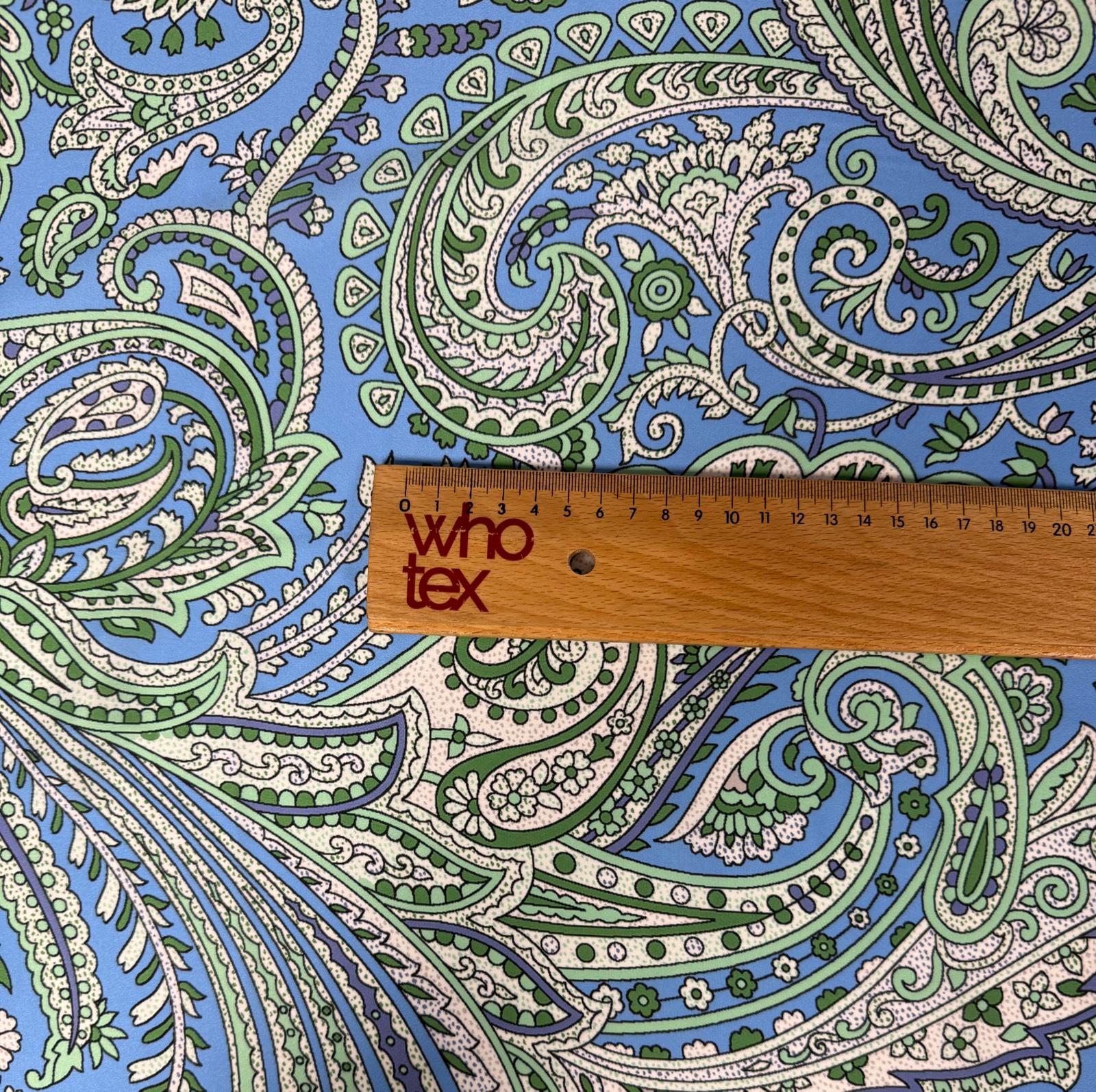 Blue & Green Paisley Print Fabric by the Metre | Dressmaking - Whotex Fabrics London