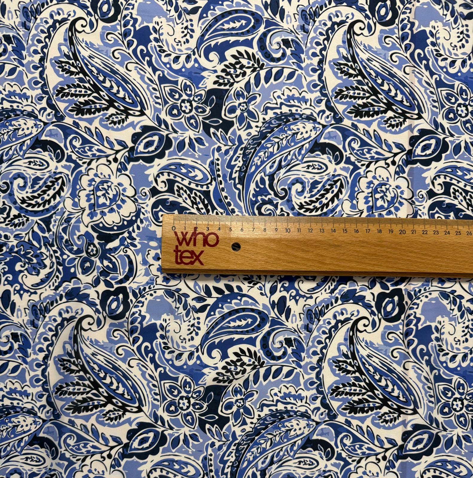 Blue & Navy Paisley Fabric by the Metre – Soft & Elegant - Whotex Fabrics London