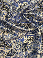 Blue & Navy Paisley Fabric by the Metre – Soft & Elegant - Whotex Fabrics London