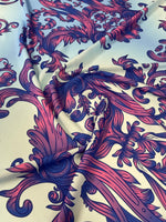 Blue & Purple Baroque Crepe Fabric by the Metre – Elegant - Whotex Fabrics London