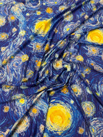 Blue Starry Print Spandex Fabric by the Metre - Whotex Fabrics London