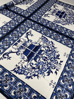 Blue & White Tile Print Crepe Fabric by the Metre – Classic Floral - Whotex Online Fabric Store