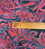 Bold Red Paisley Print Fabric on Black | Fabric by Metre - Whotex Fabrics London