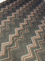 Brown and beige chevron zigzag pattern fabric with earthy tones and 150cm width for home decor and sewing projects