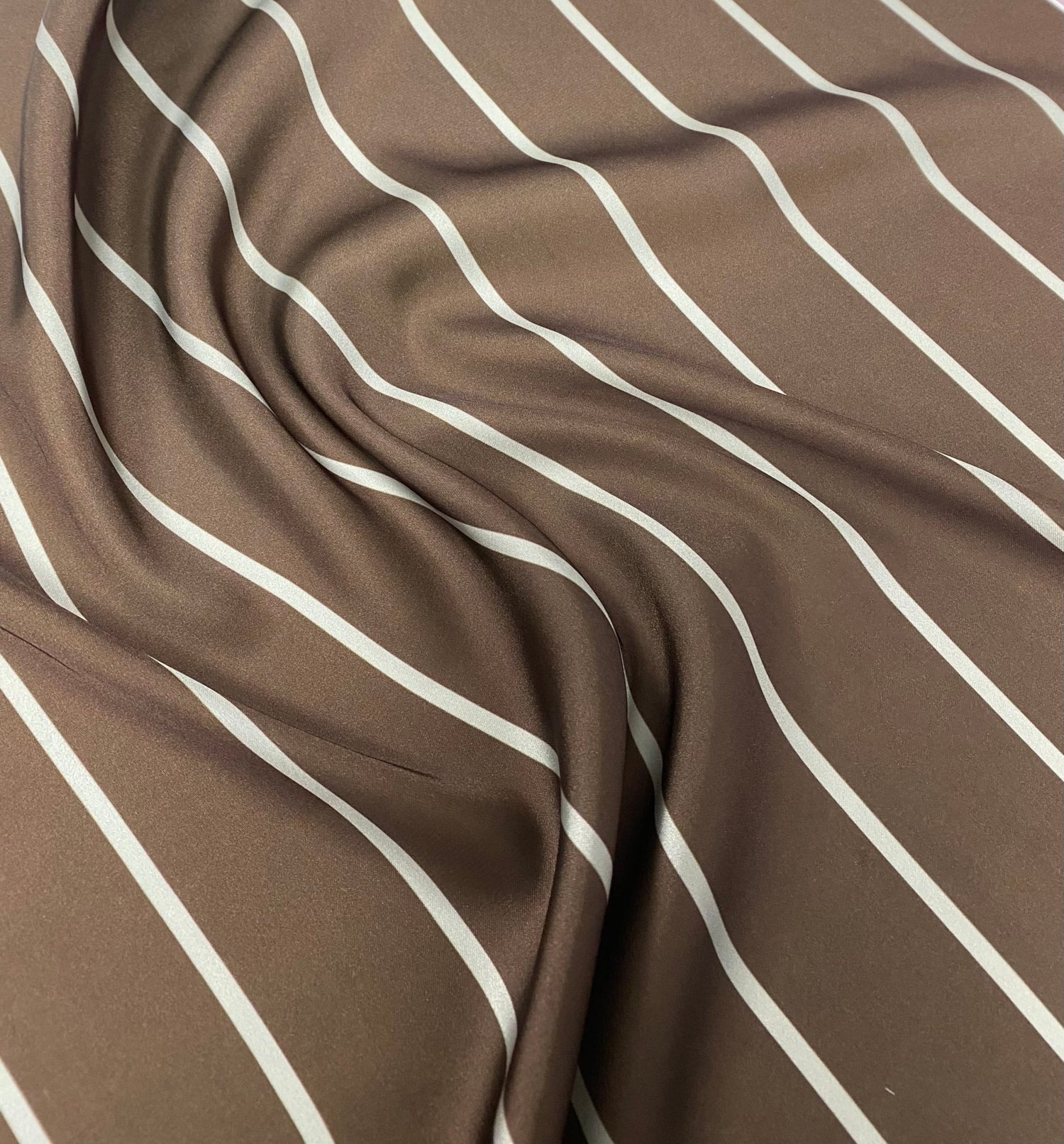 Brown Stripe Fabric – Minimal Cream Line Design - Whotex Fabrics London