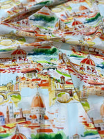 Florence Cathedral pattern crepe fabric with colorful Italian cityscape design and 150cm width