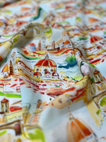 Florence Cathedral pattern crepe fabric with colorful Italian architectural design