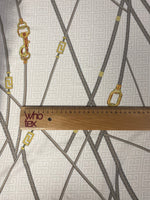 Chain Print Chiffon Satin Fabric in Beige & Gold - Whotex Fabrics London